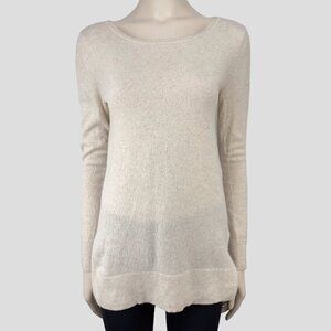 CLUB‎ MONACO 100% Cashmere Confettis Cream Long Quiet Luxury Boat Neck Sweater S